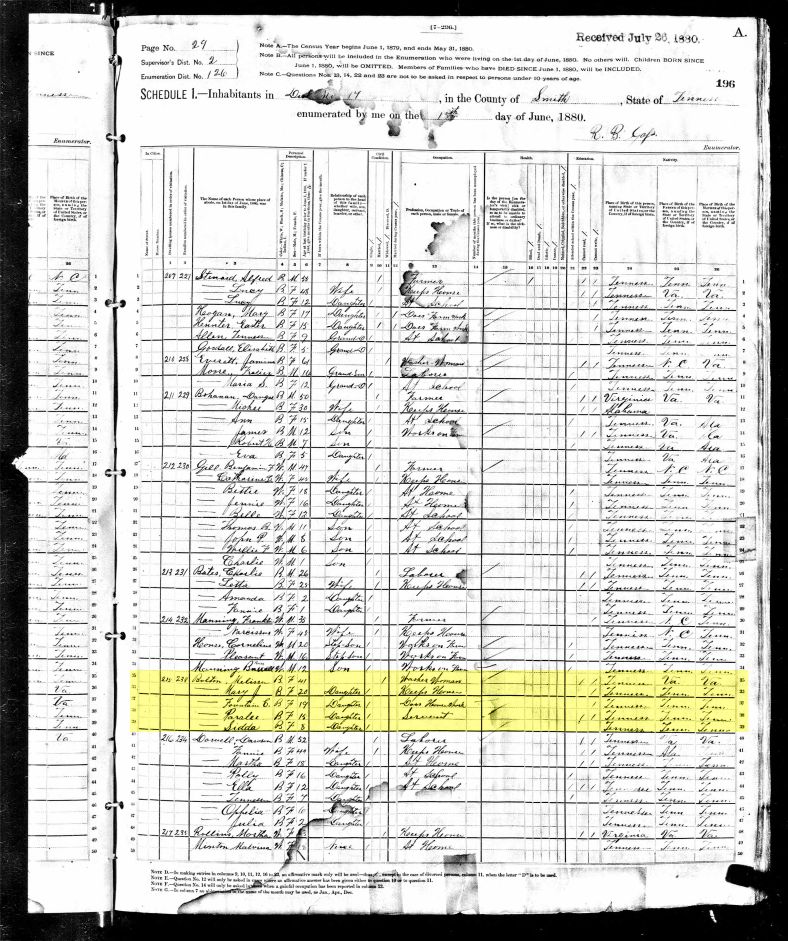 1800 Census for Melissa Bolton