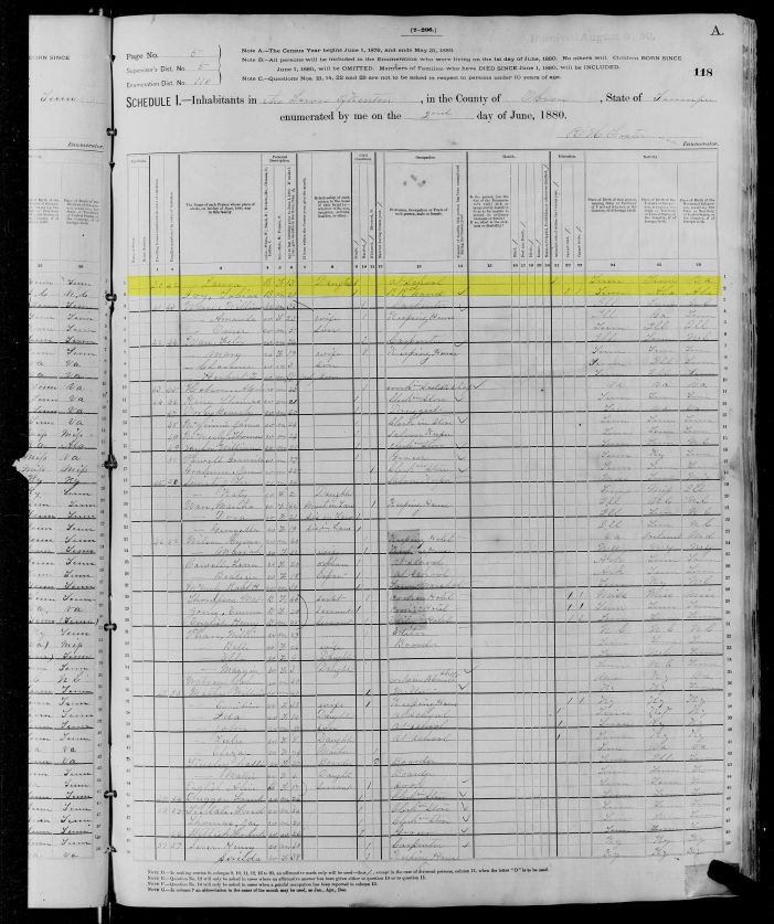 Laura Williams 1880 Census is in the second page  of Harriett Williams' census entry.