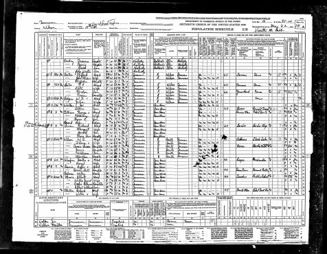 1940 U. S. Census for A. A. Moore Family and neighbors Willie Skillion