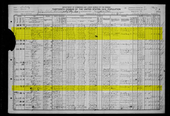 Nick and William Scott households 1910 census