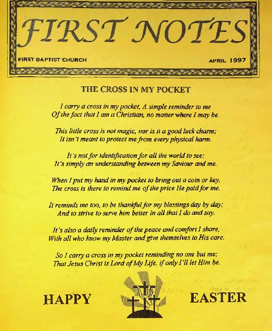 First Baptist Church First Notes April 1997