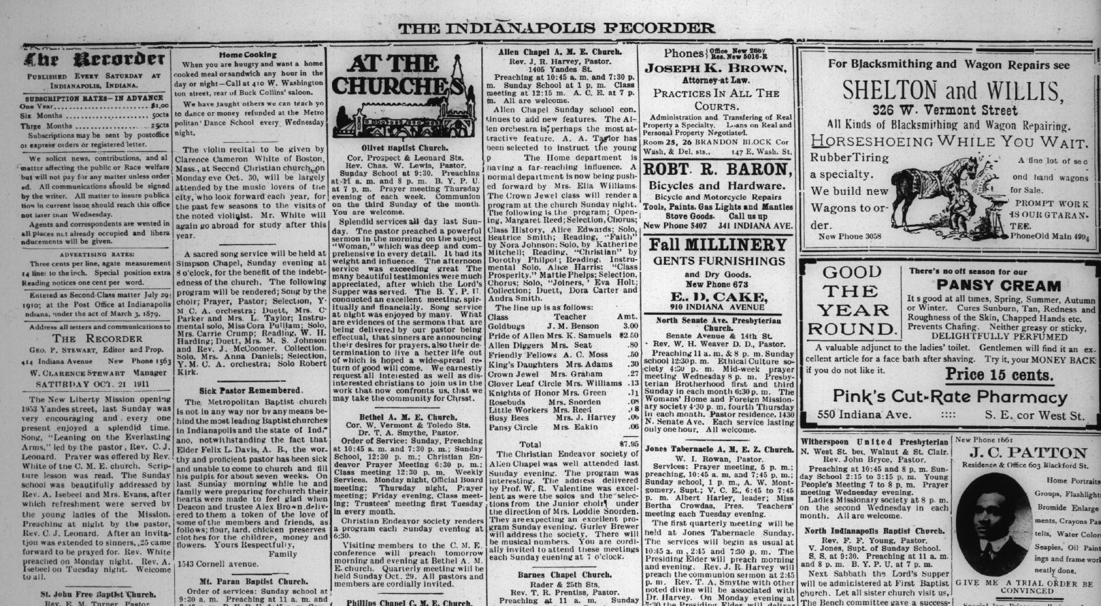Indianapolis Recorder Newspaper INR-1911-10-21_01_0002