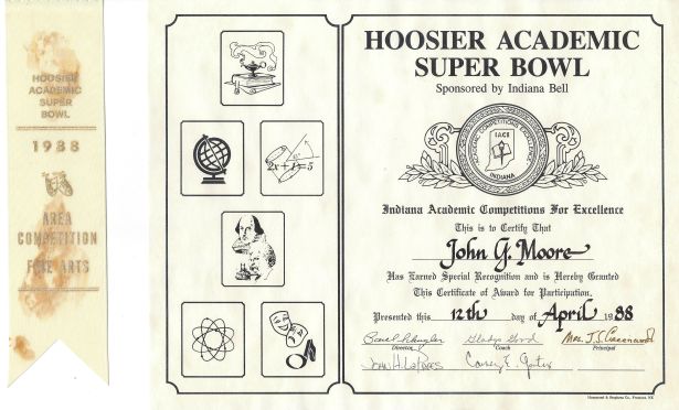 Certificate John received from Arlington High School in 1988