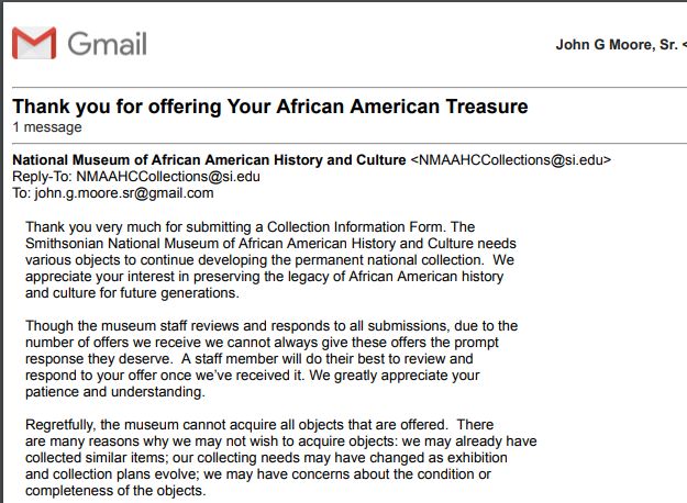 In early 2019 we requested that our videos be conserved by the National Museum of African American History and Culture (NMAAHC)