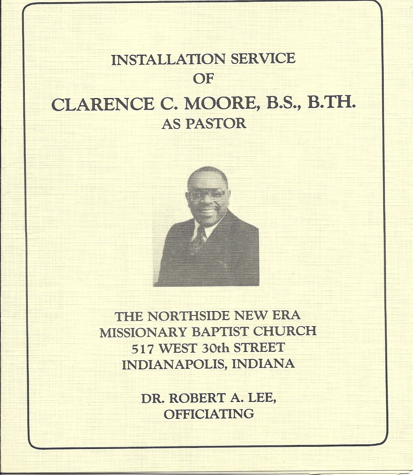 Northside New Era church installation of Pastor Clarence C. Moore