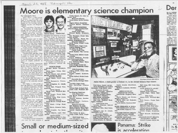 Indiana Regional Science Fair - March 25, 1988