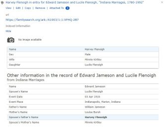 Marriage Index: Lucile Fleniogh to Edwards Jameson 