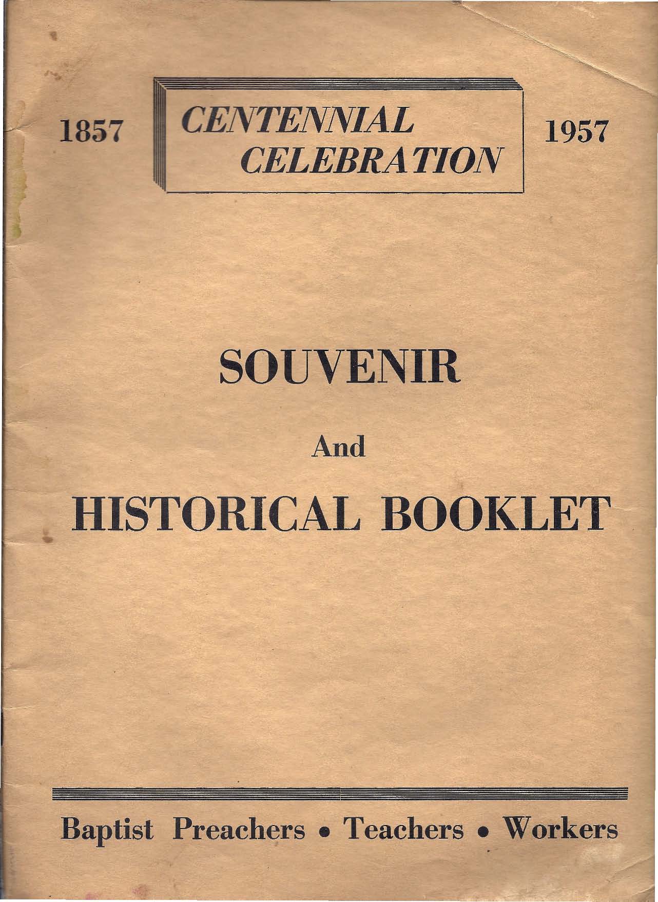 Centennial Celebration 1857-1957 Souvenir And Historical Booklet of Black Baptist Churches in Indiana 