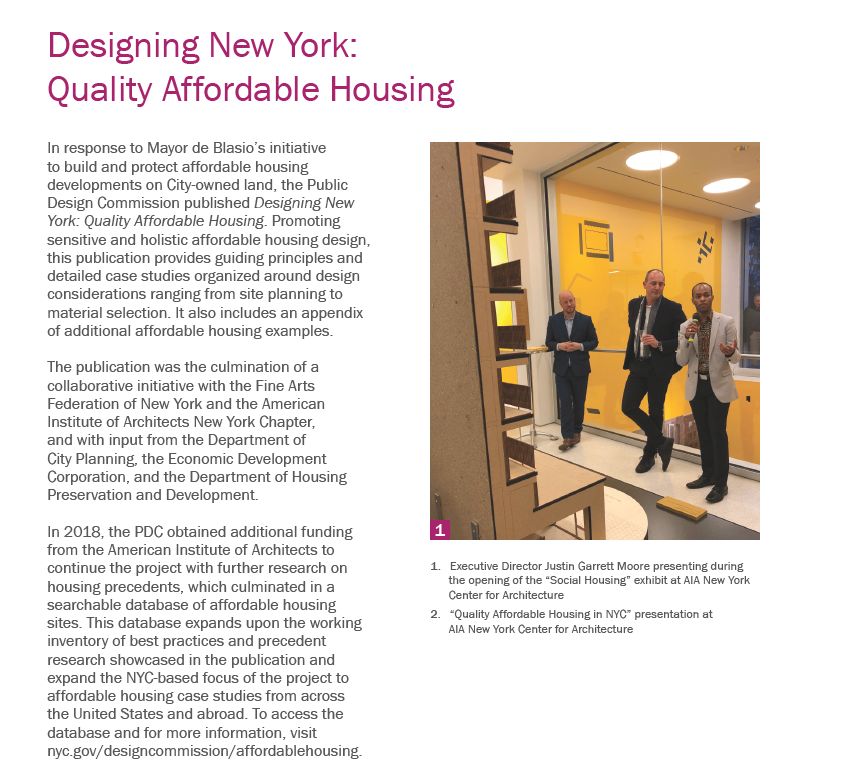 New York City Public Design Commission 2018 Annual Report, Justin is the Executive Director. 
