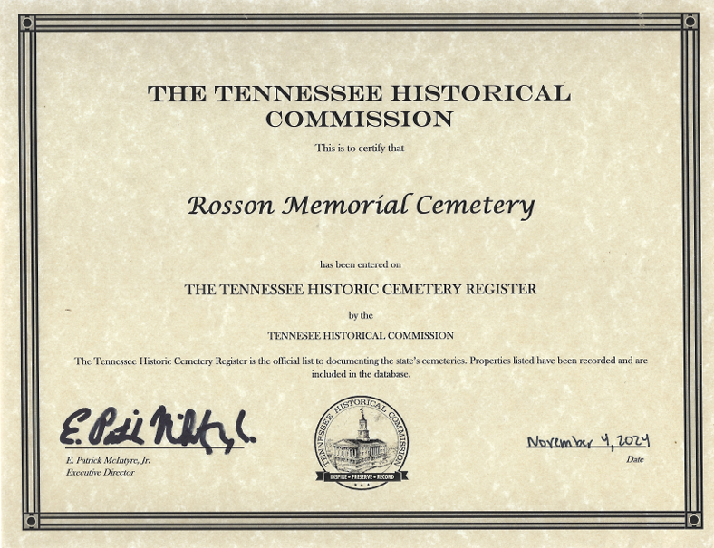 Tennessee Historical Commission's Historic
Cemetery Registry