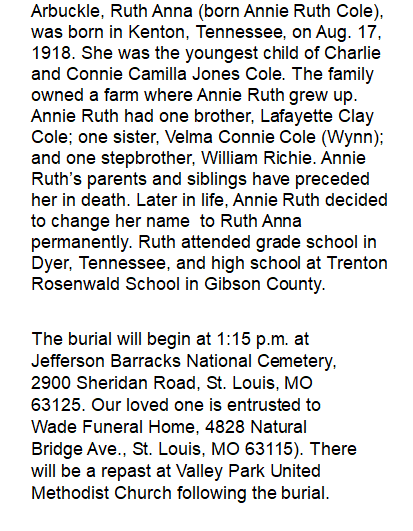 Ruth Anna Arbuckle (born Annie Ruth Cole)