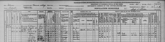 1940 Census for James Brown in Tamms, Illinois 